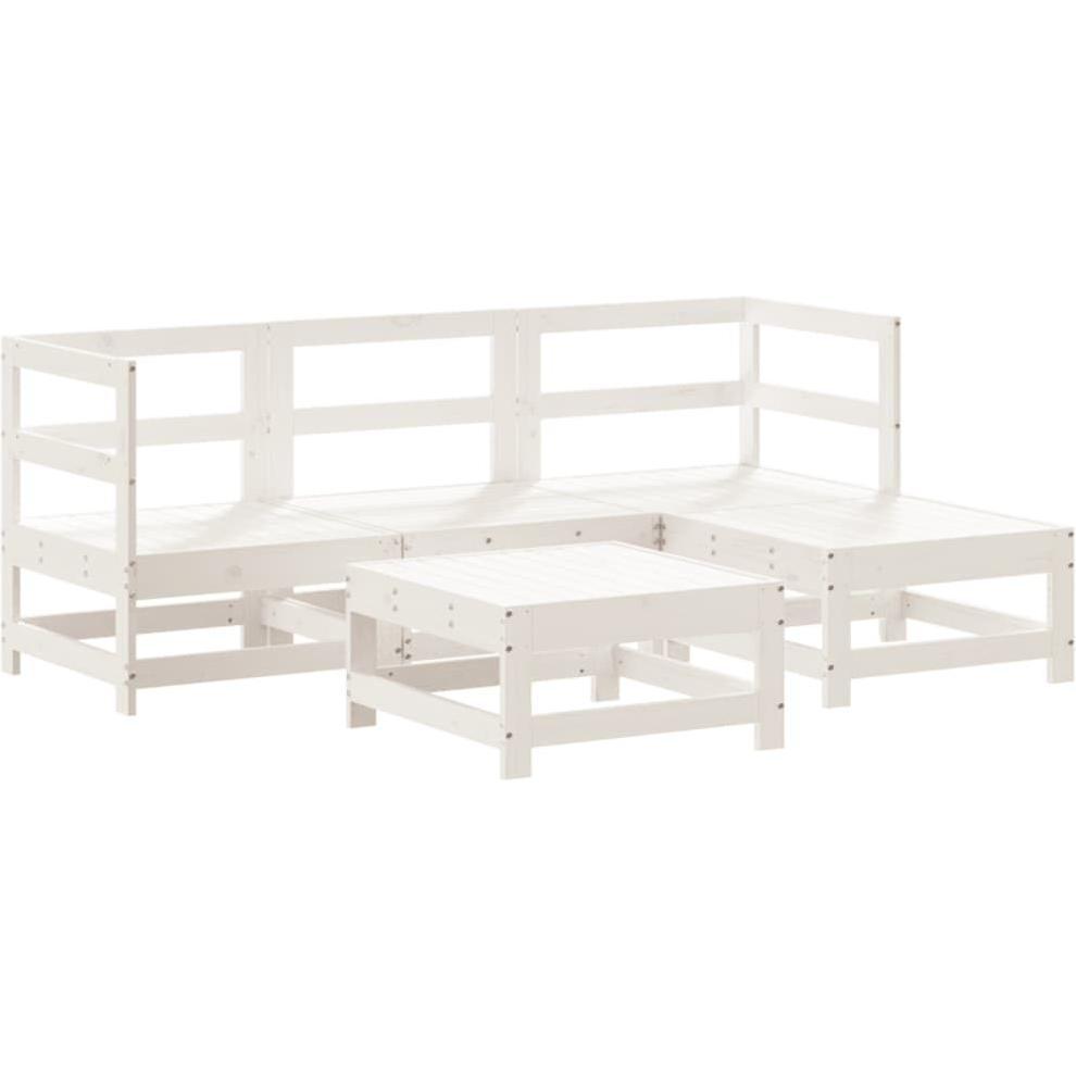 VidaXL, Gartenlounge, 5-tlg. Garten-Lounge-Set Weiss Massivholz Kiefer,Farbe