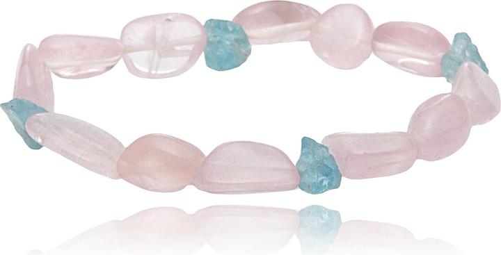 Immagine prodotto Leyda Bracciale di quarzo rosa e acquamarina (18 cm, Pietra colorata)