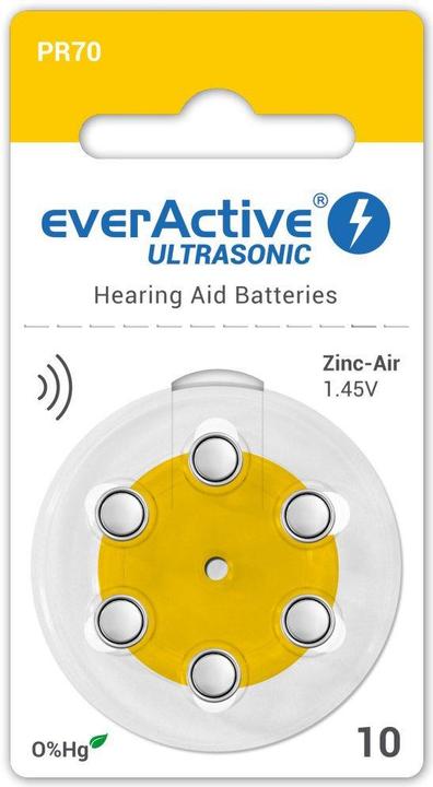 Everactive Ultrasonic 10 - Hörgerätebatterien (6 Stk., PR70)