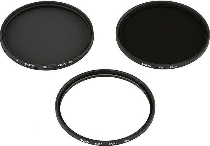 Image du produit Hoya Digital Filter Kit II (UV, CIR-PL & ND8) Filterset (49 mm, Filtre UV, Filtre gris neutre, Filtre polarisant, 49 mm)