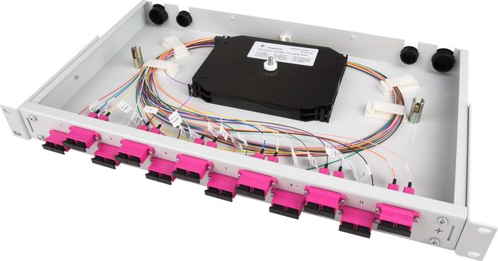 Produktbild Telegärtner Karl Gärtner Spleissbox bestückt 12xSCD 50/125OM4 1HE TNSB-Be-12SC