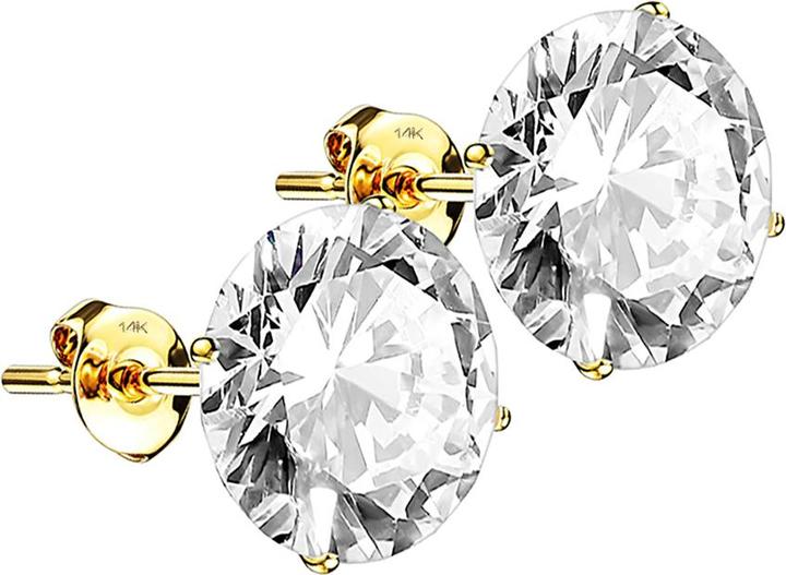 Immagine prodotto Star Piercing Orecchini a perno in oro 14k con cristallo rotondo in argento (senza ottone, Oro 14k)