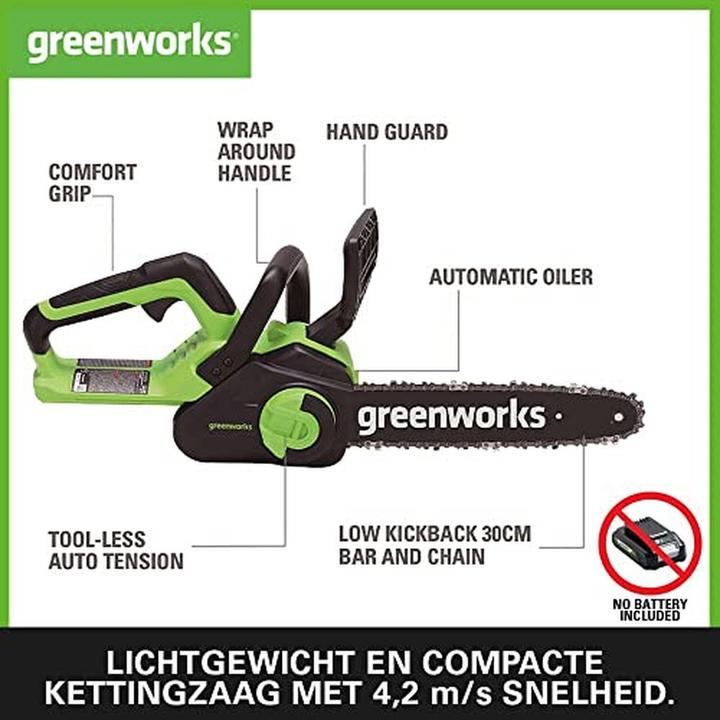 Produktbild Greenworks Kettensäge 40V 30 cm G40CS30II - 2007807 (Akku Kettensäge)
