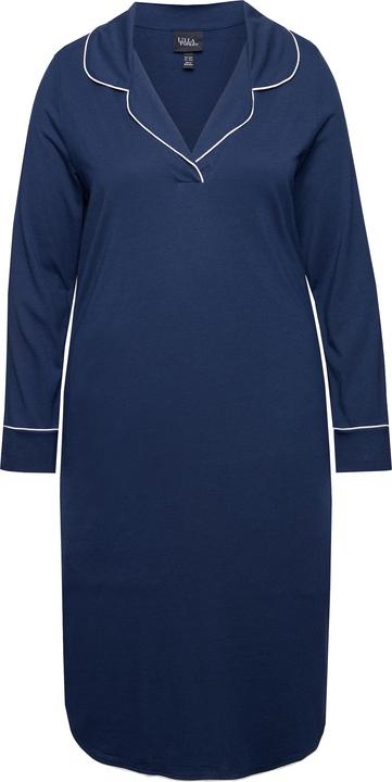 Immagine prodotto Ulla Popken Camicia da notte con revers, pistagna e maniche lunghe (56)