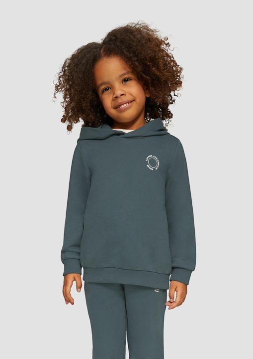 Actual product image S.Oliver Sweatshirt Unisex Kapuzen-Sweatshirt mit Rippbündchen und kleinem Print-Detail (104, 110)