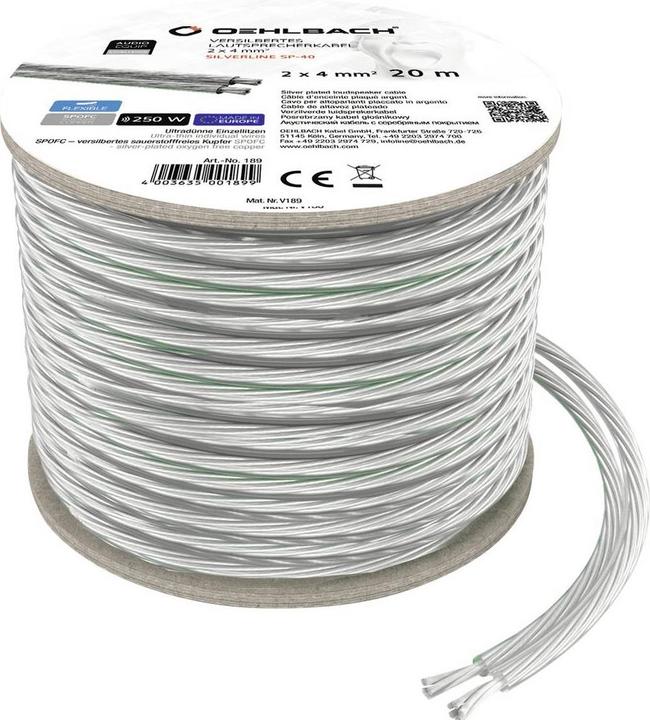Produktbild Oehlbach LS-Kabel Lautsprecher Kabel 2x4mm², 20 M Spule (20 m, 4 mm²)