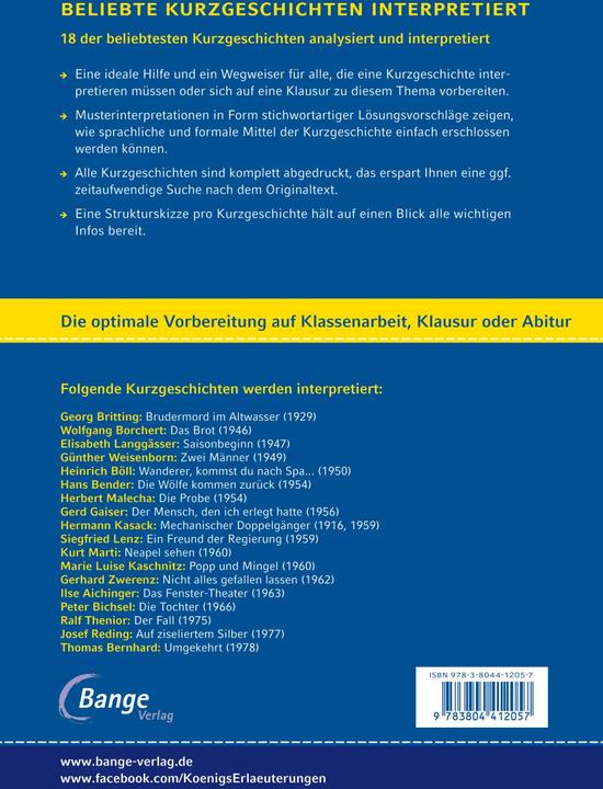 Produktbild Beliebte Kurzgeschichten interpretiert (Deutsch, Volker Krischel, 2015)