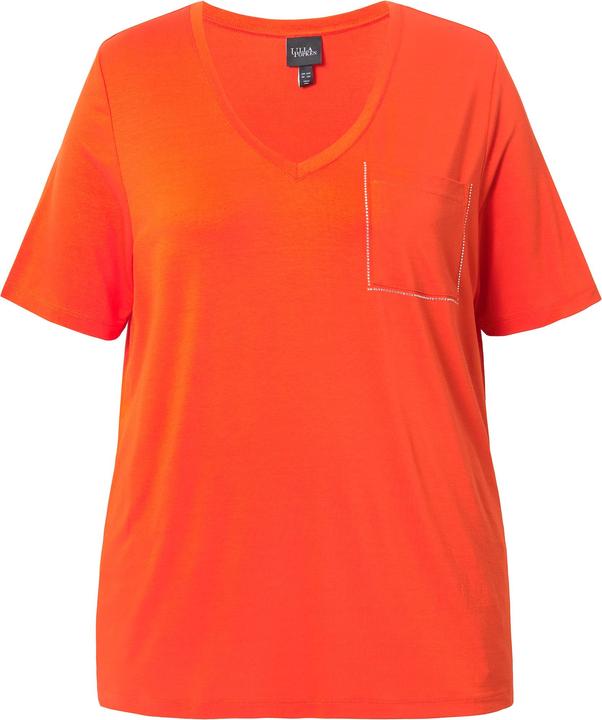 Image du produit Ulla Popken T-shirt à manches courtes, décolleté en V et poche poitrine (46, 48)