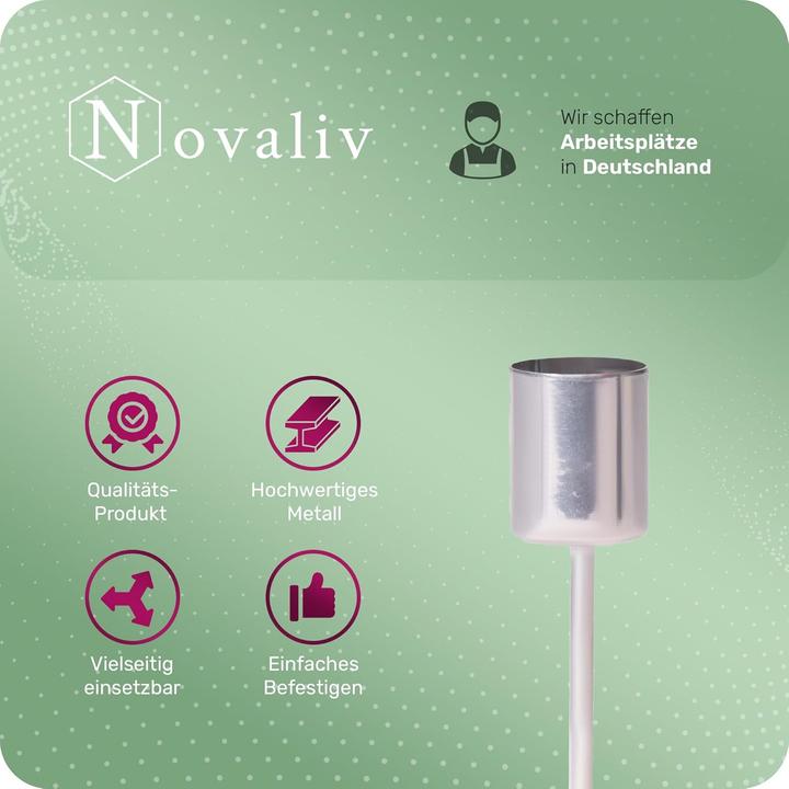 Produktbild Novaliv 8x Stabkerzenhalter silber I Kerzenpick 10 x 2,5 cm Kerzenstecker für Adventskranzdekoration