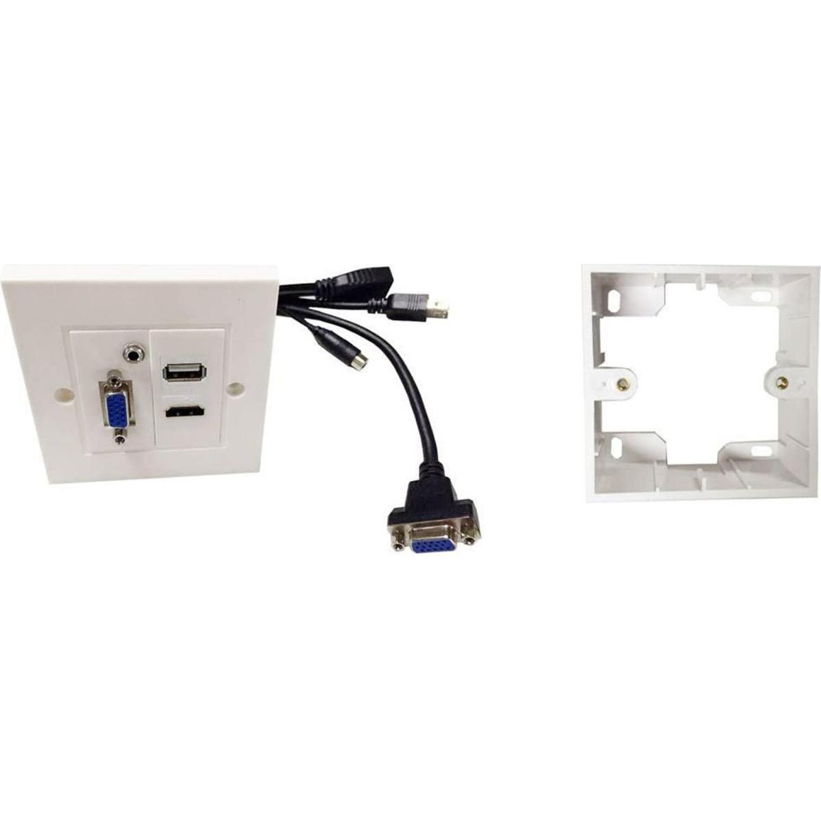 Vivolink, Steckdose, Wall Box HDMi + USB + VGA