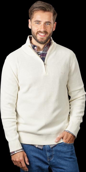 Actual product image GANT Cotton Rib Pullover Half Zip Cream (3XL)