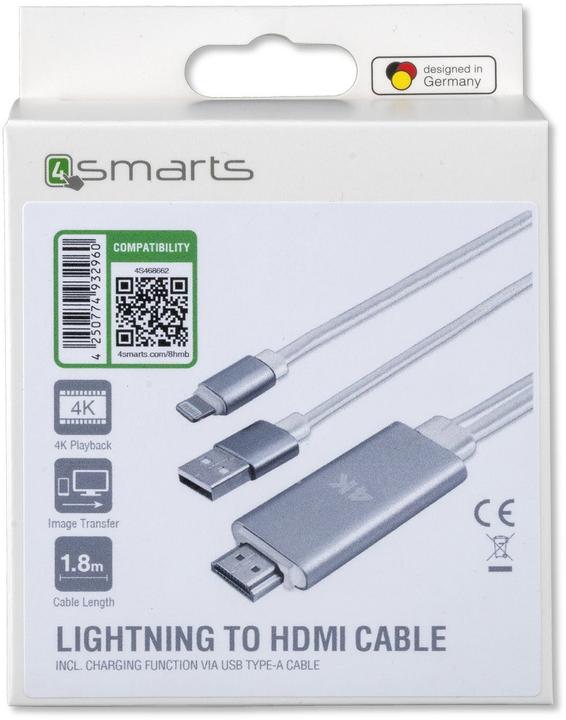 Produktbild 4smarts HDMI (Typ A) — Lightning| USB A (1.80 m, HDMI)