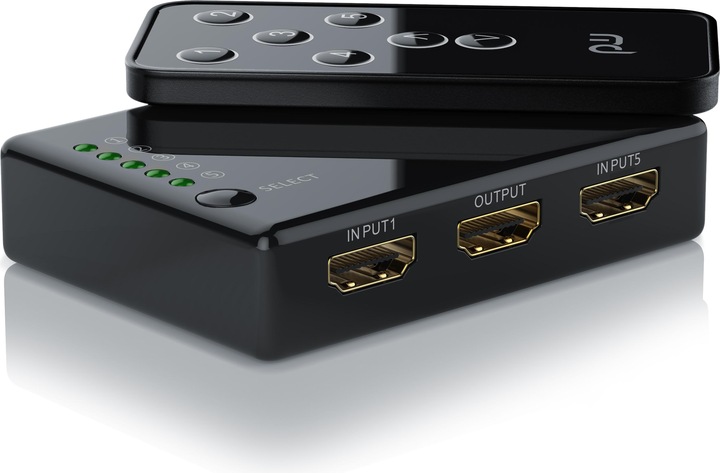 Produktbild Primewire HDMI Switch 4K Ultra HD 5 Port / Verteiler mit Fernbedienung, 4K, 3D, CEC, ARC