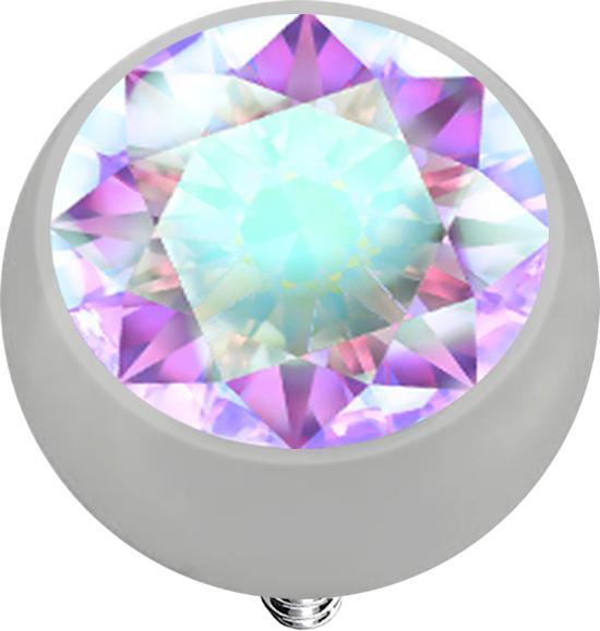Produktbild Star Piercing Dermal Anchor Kugel silber mit Kristall multicolor (ohne Messing, Titan)