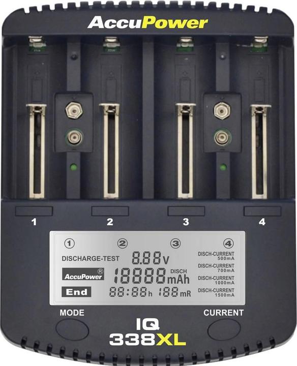 Produktbild AccuPower Rundzellen-Ladegerät NiCd, NiM (1 Stk., 14500, 18650, CR123A, AA, Ladegerät inkl. Akku)