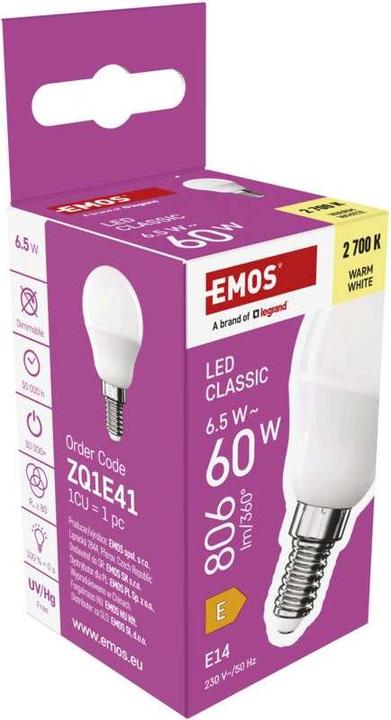 Produktbild Emos LED Lampe Classic Mini Globe / E14 / 6,5 W (60 W) / 806 lm / Warmweiss (E14, 806 lm, 1 x)