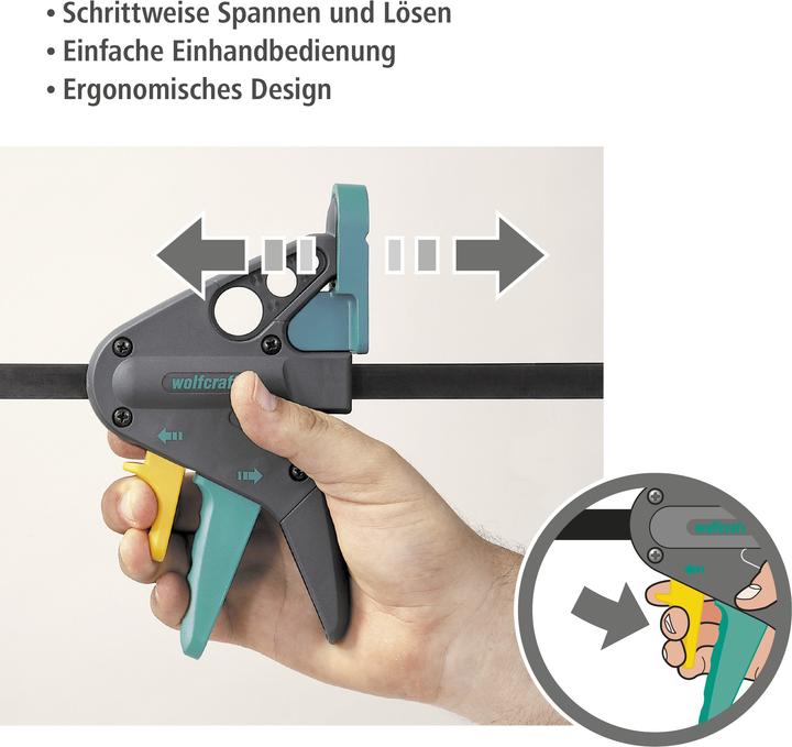 Produktbild wolfcraft 1 EHZ - Einhandzwinge PRO 65/300mm (300 mm)