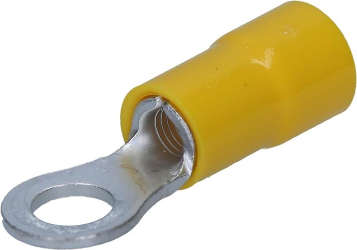 Kalitec 10 Stück RKSGM4 Ringkabelschuh 4-6mm² I teilisoliert M4 gelb I Kupfer I PVC Kragen I zum Ver