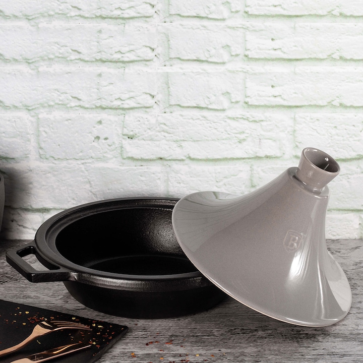 Produktbild BerlingerHaus «Tajin» 2L | enamelled cast iron casserole 22 × 7,5cm (h-25cm with ceramic lid) Moonli (22 cm, Tajine Topf, Gusseisen)