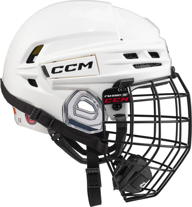 CCM Tacks 720 SR hockey helmet with cage (white, M) (M)