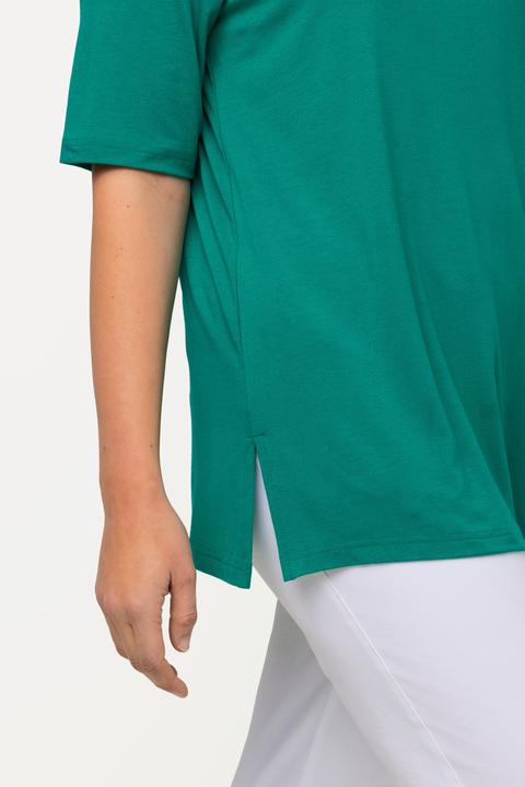 Image du produit Ulla Popken T-shirt doublé à l'avant, col V et manches courtes (58)