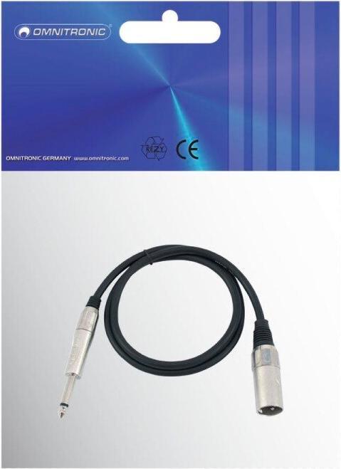 Actual product image Omnitronic Adapter cable XLR(M)/jack mono 0.9m sw (0.90 m, XLR Cables)