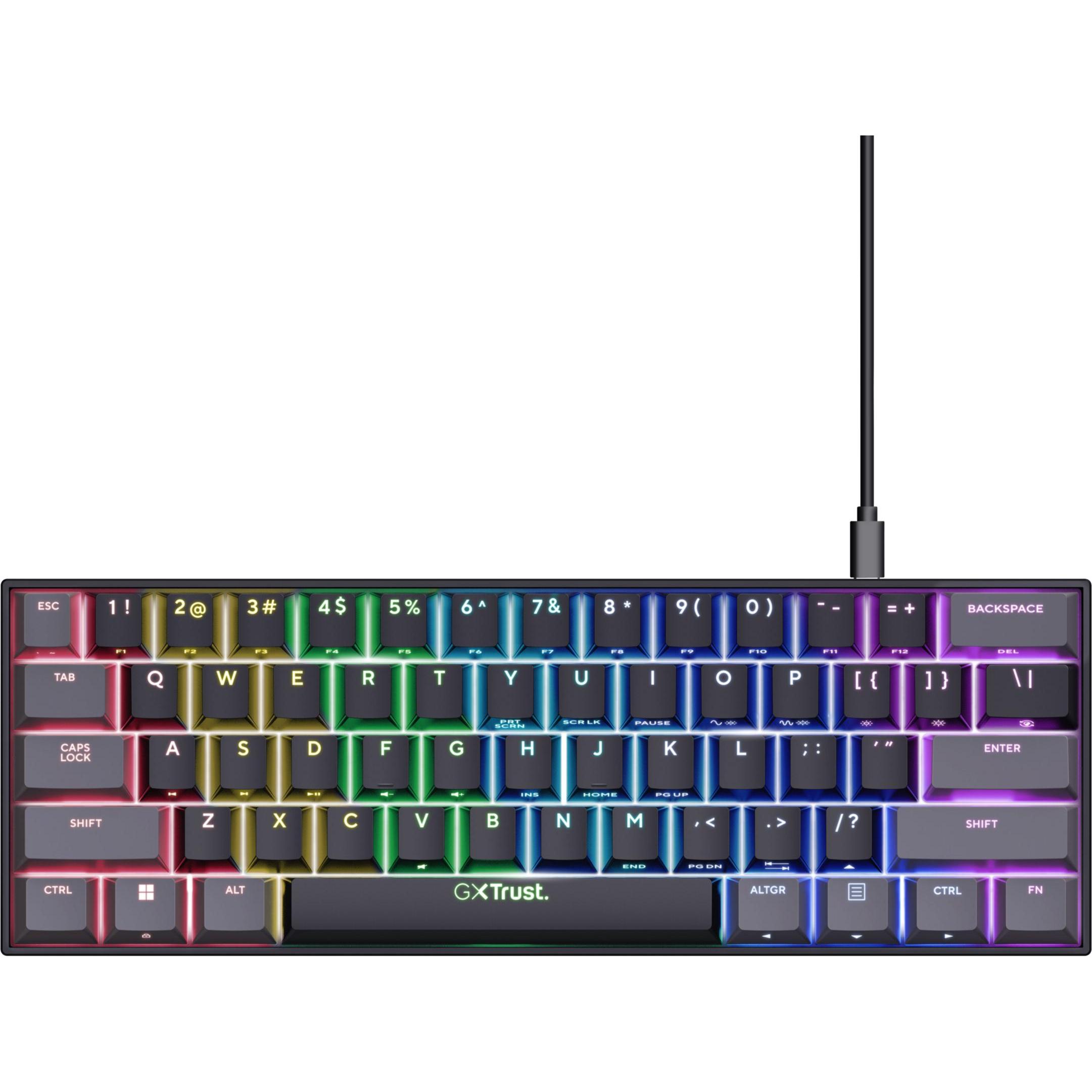 Trust GXT 867 Acira (US, Kabelgebunden), Tastatur, Schwarz
