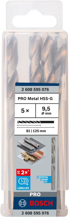 Actual product image Bosch Professional Zubehör PRO Metal HSS-G twist drill, 9.5 x 81 x 125 mm (9.5 mm)