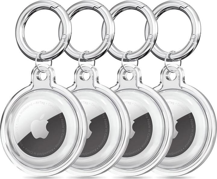 Techsuit - (4 pack) Secure Holder Silicone (CT15) - Apple AirTag Case - Clear