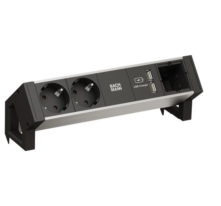 Immagine prodotto Bachmann Scrivania 2 Alu Black 2xPowersocket (2x, CEE 7/3, GST18, USB-A)