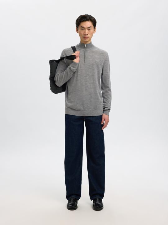 Actual product image Selected Slhtray Ls Knit Merino Half Zip Noos (S)
