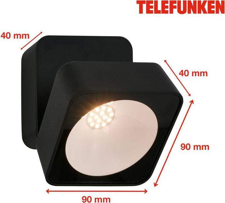 Image du produit Telefunken Applique murale d'extérieur, noir, 7W, IP44 (800 lm, IP44)