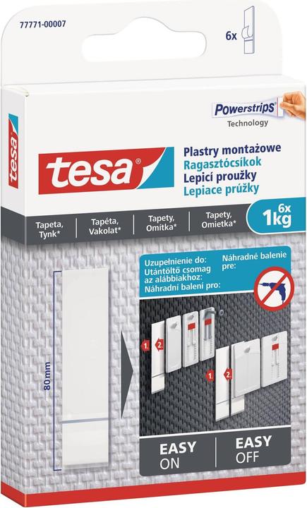 Immagine prodotto tesa Powerstrips per carta da parati e intonaco, 1 kg di forza di tenuta, 6 strisce biadesive