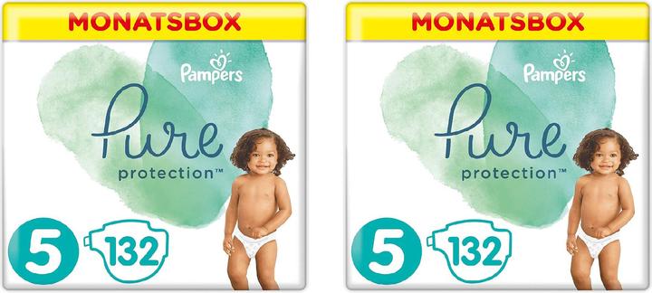 Actual product image Pampers Pure Protection Duopack (size 5, 2x 132 pieces, monthly box)