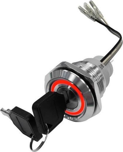 Produktbild RND Components Vandalensicherer Schlüsselschalter mit roter / blauer LED 1 Wechsler 12 V 2-Pos 90° Tastend