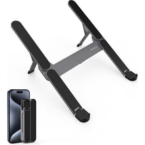 Sodi 314 Składany kompaktowy stojak na laptopa mini szary, Supporto per notebook, Grigio
