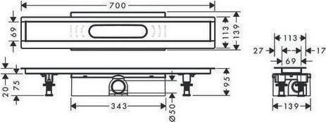 Image du produit hansgrohe HG Set complet uBox universal pour caniveaux de douche Set de finition standard 700mm (700 mm)