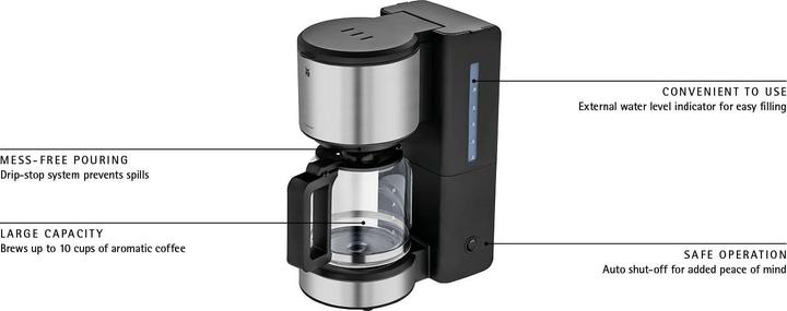 Productafbeelding WMF Koffiezetapparaat Filterkoffie Glazen Pot 10 Koppen Warmhoudfunctie Stelio