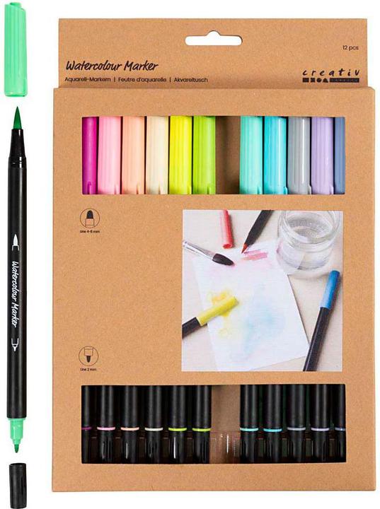 Actual product image Creativ Company Aquarellmarker 2+ 4-8 mm, 12 Stück, Strichstärke: 2 (12x)