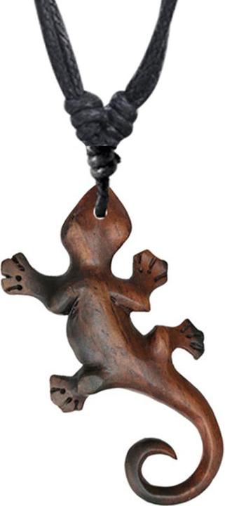 Produktbild Chaotic Trading Halskette schwarz Anhänger Geko aus Narra Holz (ohne Messing, Organisch)