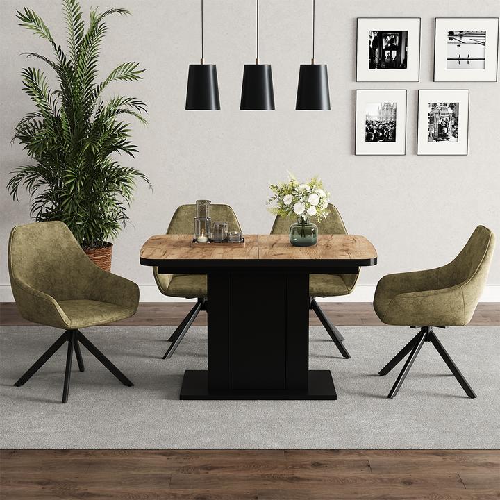 Produktbild Vicco Esstisch Fenaro, Goldkraft Eiche/Schwarz/Schwarz, 120 x 80 cm (120 x 80 x 76 cm)