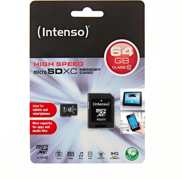 Immagine prodotto Intenso microSD Class 10 (64 GB, microSDXC, U1)