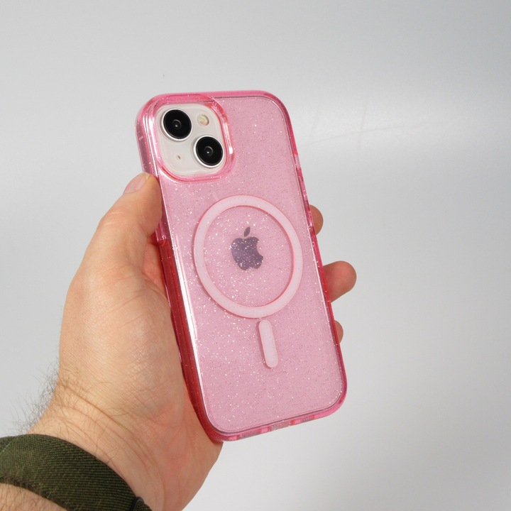 Actual product image PhoneLook Hard silicone case with glitter back and MagSafe (Apple iPhone 15)
