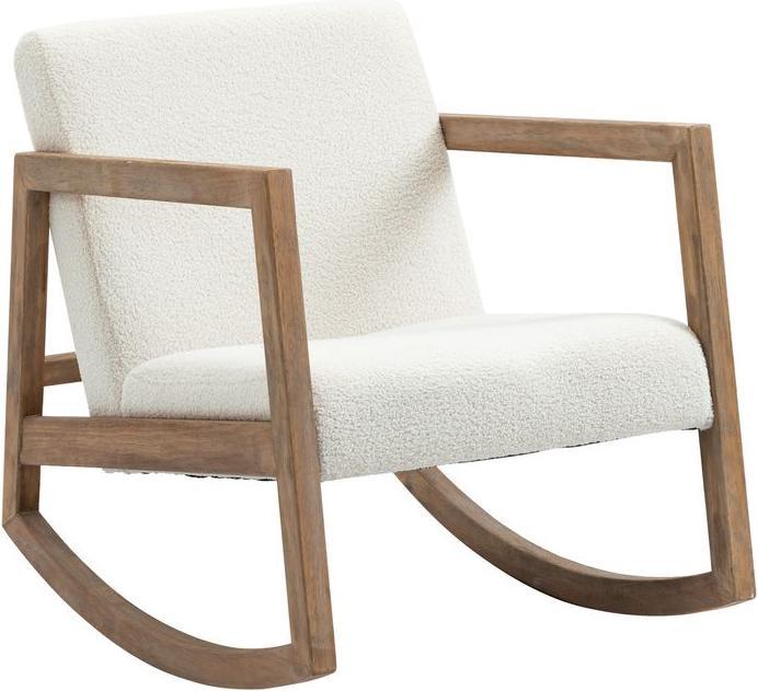 Produktbild Swisshandel24 Schaukelstuhl mit Holzrahmen gepolstert Relax Stuhl Wohnzimmersessel Lounge mit gepolsterter Sitzflä