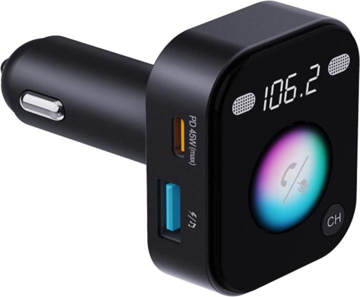 Actual product image Porodo Bluetooth FM transmitter with voice command - Black
