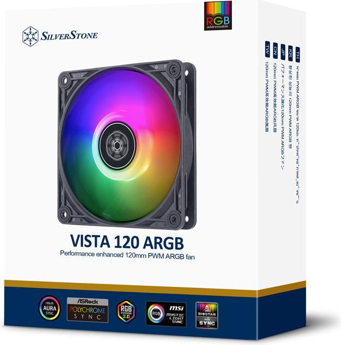 Image du produit Silverstone SST-VS120B-ARGB, ventilateur PWM-ARGB de 120 mm, 0-2 000 tr/min, éclairage ARGB à 4-1 broches (120 mm, 1 x)