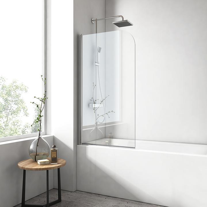 Produktbild Emke Duschwand für Badewanne 90x140cm, 6mm NANO Beschichtung Glas(Einfach-reinigung) Duschtrennwand (140 cm, 90 cm, 140 cm)