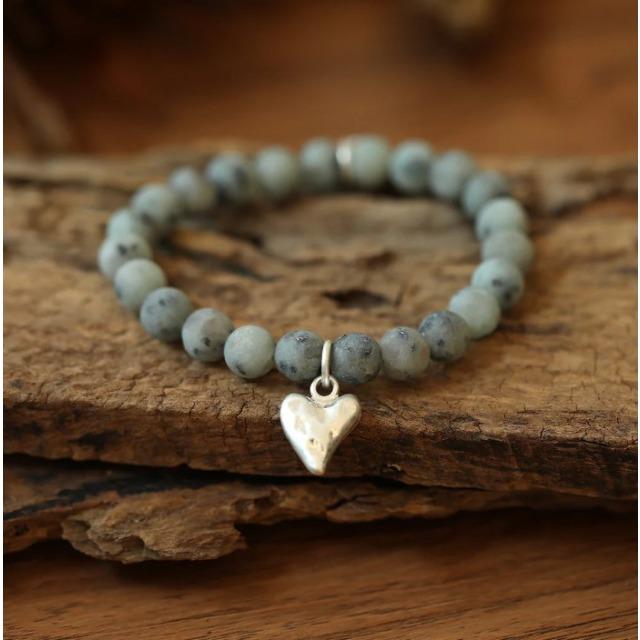 Image du produit Andreani Armband aus echtem Kiwi Jaspis mit Herzanhänger von