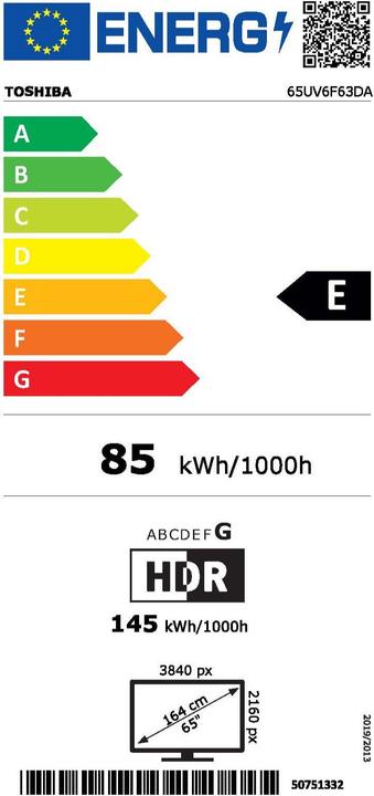 Energie-Label Toshiba 65UV6F63DA (65", UHD)