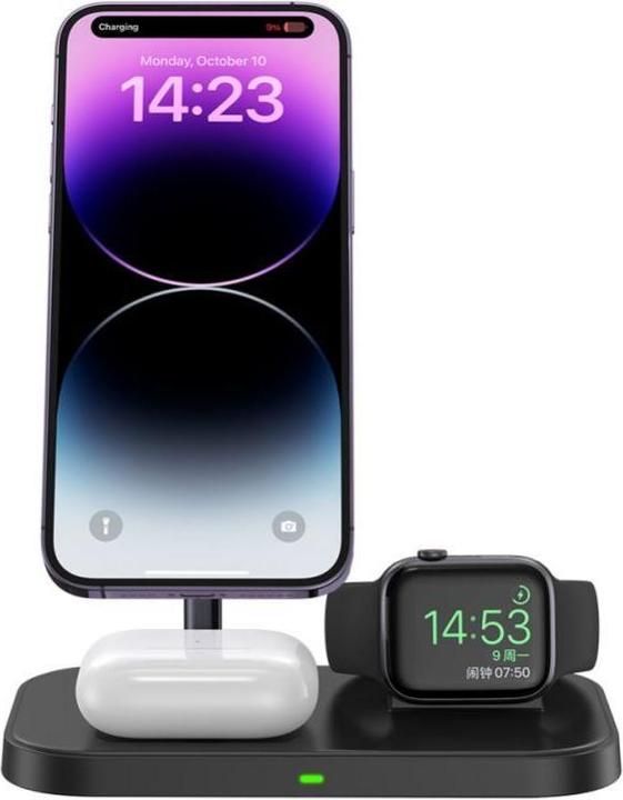 Immagine prodotto Tech Proteggi belaidis įkroviklis QI15W A22 3in1 Magnetic MagSafe, juodas (15 W)